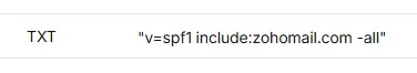 SPF record Zoho Mail dengan policy -all