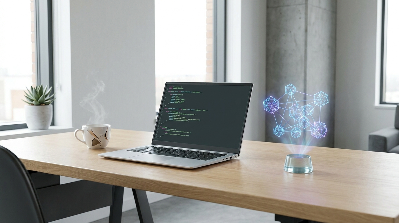 Developer working on code for AI agents using Google Gemini 3.8 Flash and Interactions API.