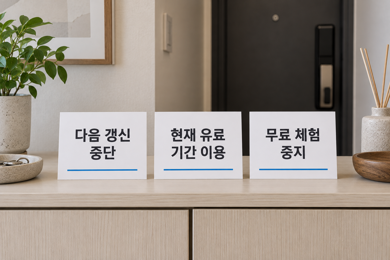 결제처 취소 상태와 Tapo 유효기간 및 무료 체험 중지를 구분하는 설명