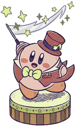 kirby with a magic wand and magican costume
