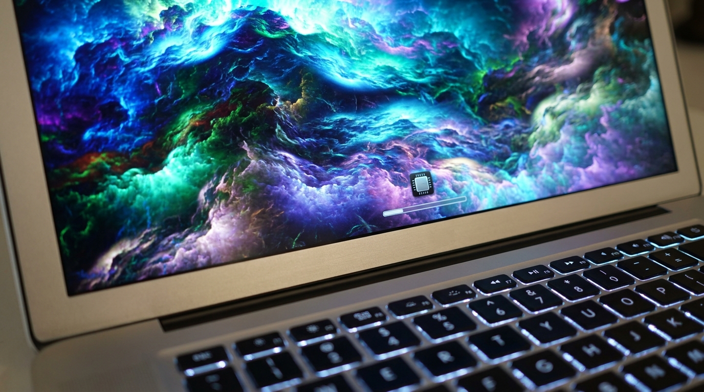 Laptop screen showing an AI-generated image being created locally on a Copilot+ PC, demonstrating creative workflows.