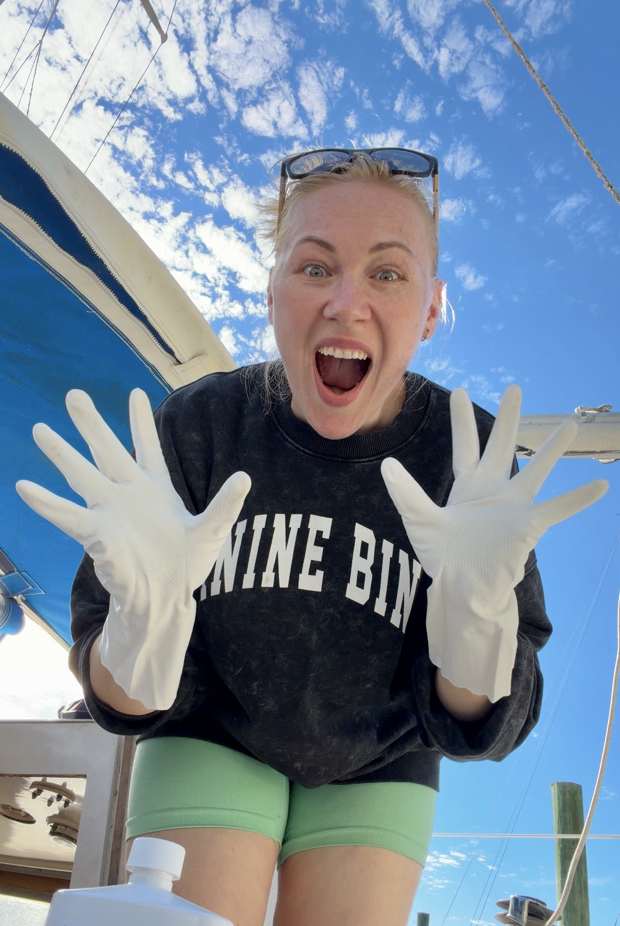 Masha Rudnik on her sailboat