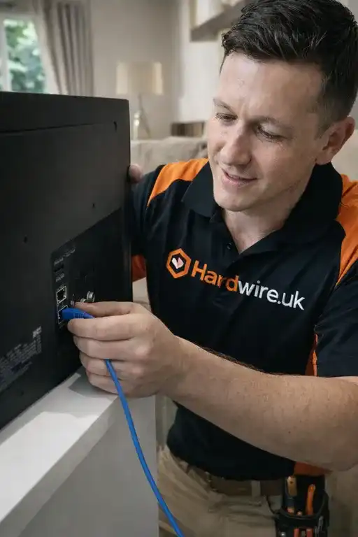Outdoor PoE security camera being installed by a professional engineer using a drill