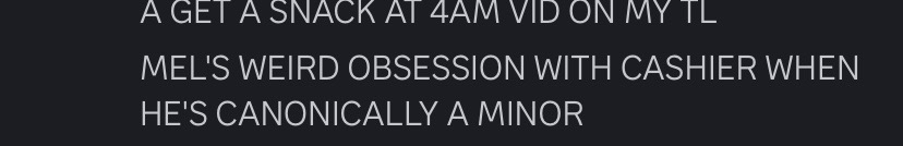 me recalling her obsession with cashier