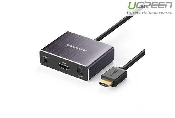 Bộ chuyển đổi HDMI ra HDMI hỗ trợ cổng âm thanh 3.5 và Cổng quang học 5.1 SPDIF Ugreen 40281