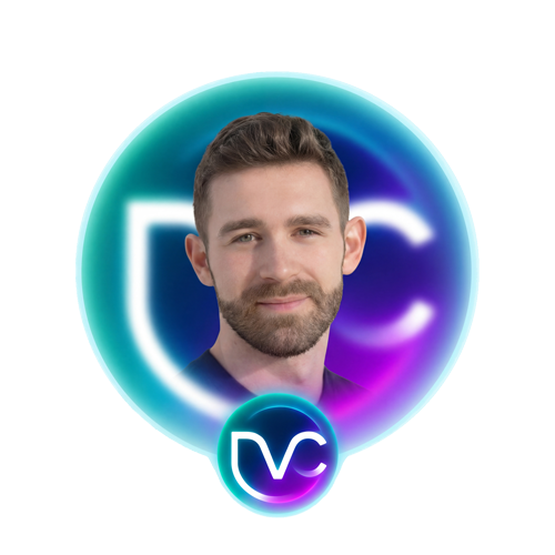 DigiVal mark levitating inside a diffuse prismatic halo — AI consulting for Sydney small businesses.