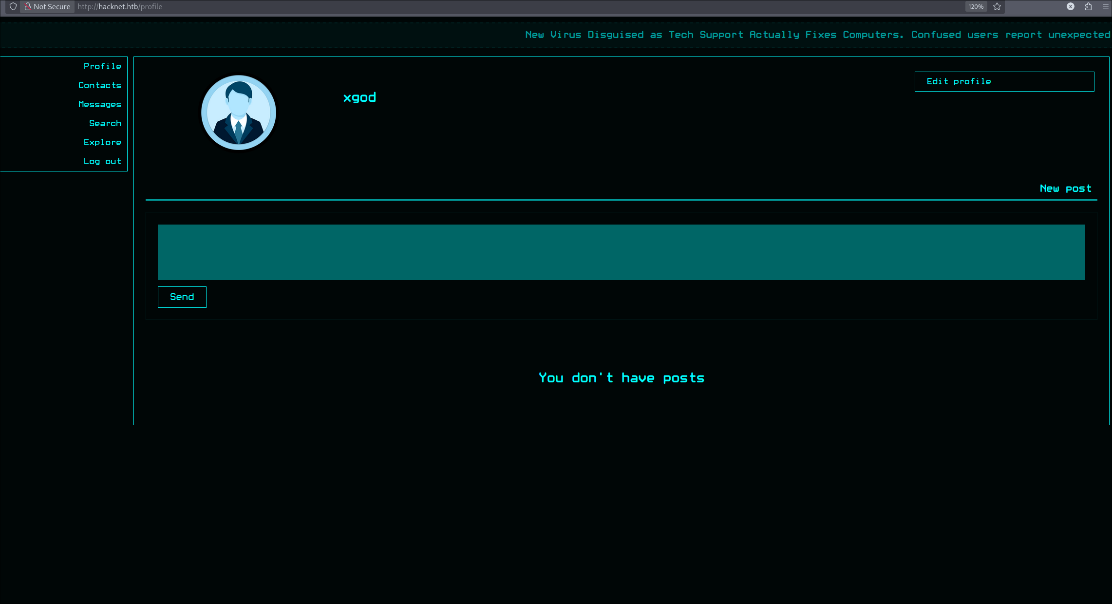 Dashboard after login