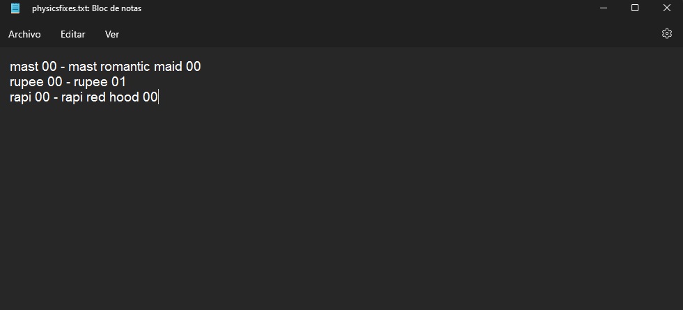 Physics Fixer premade list example