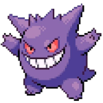 pixel art of gengar from pokemon standing with its arms out