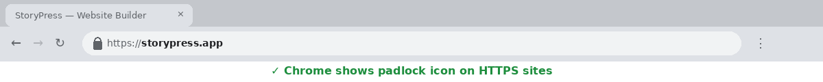 Chrome browser showing secure padlock icon for an HTTPS website