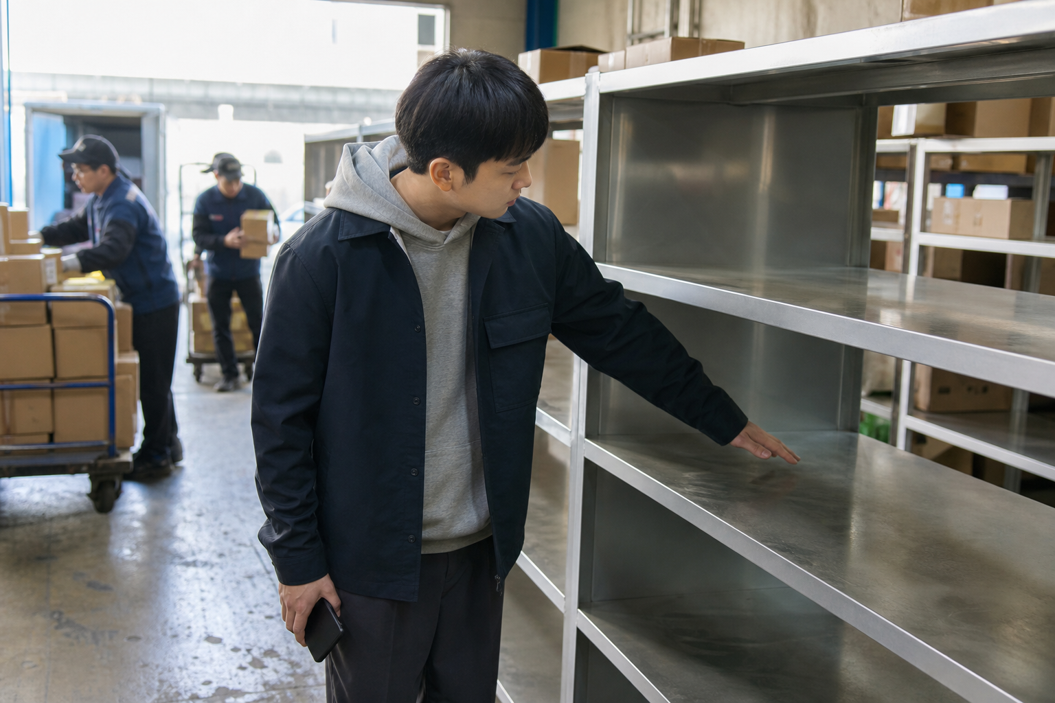 상품이 제공되지 않은 픽업 구역에서 할부항변권의 계약 불이행 조건을 확인하는 장면