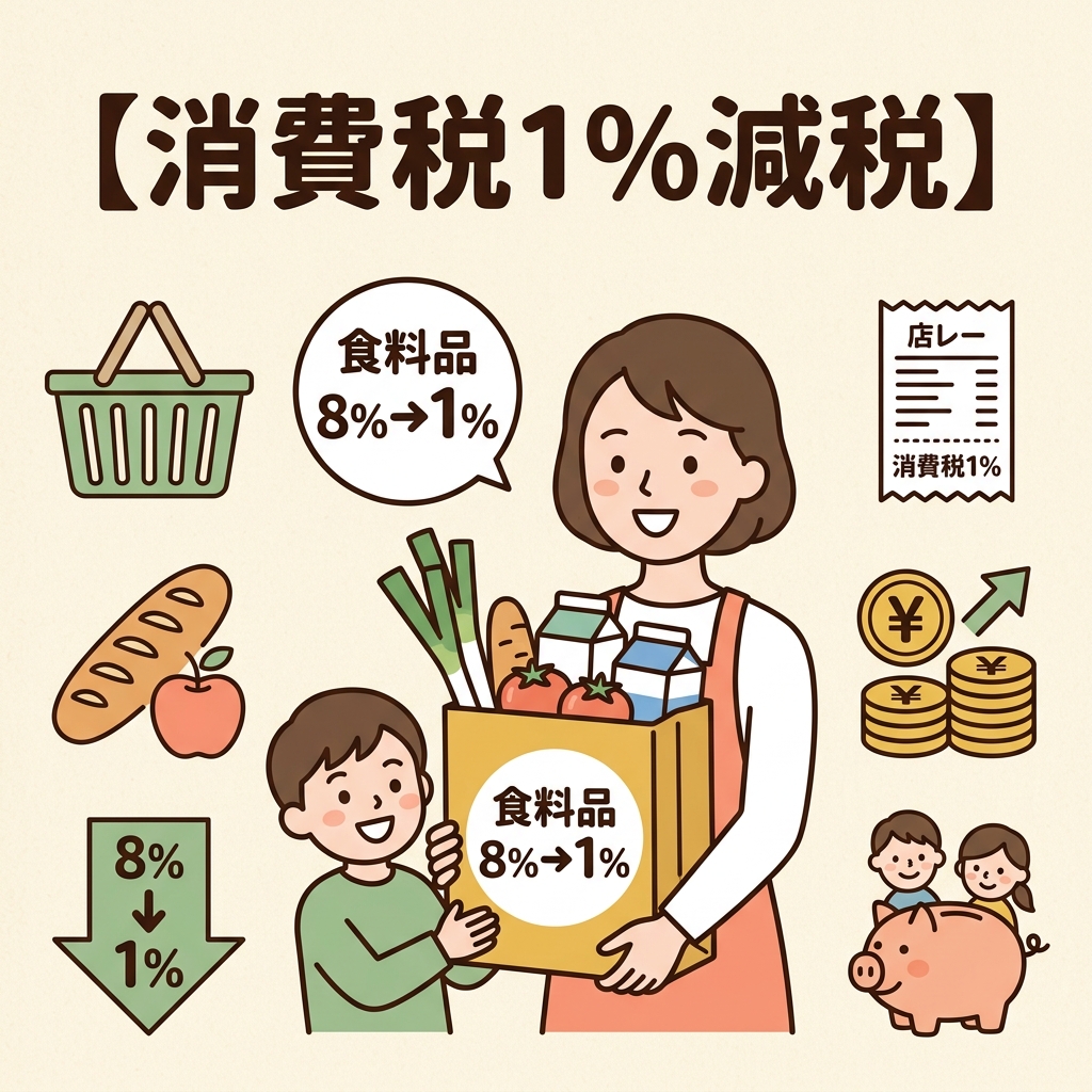 【消費税1%減税】食料品8%から1%への臨時引き下げと家計節約ガイド