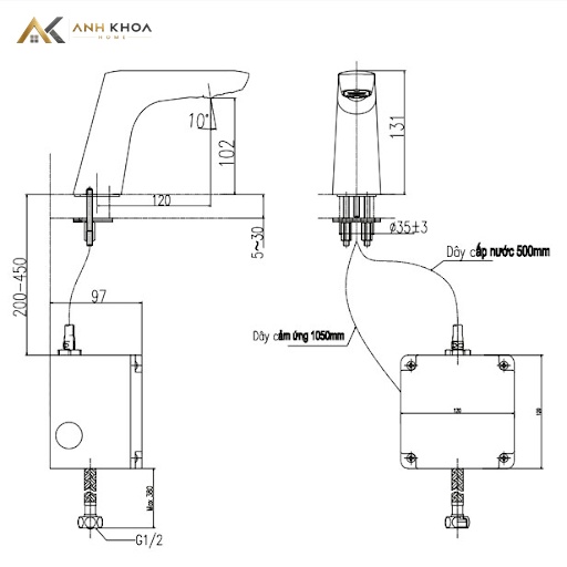 ban ve voi chau Inax AMV-50B