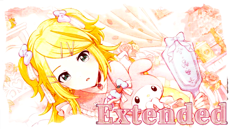 Main Graphic | Alt Text: A saturated image of Kagamine Rin holding a My Melody plush Main Graphic | Alt Text: A saturated image of Kagamine Rin holding a My Melody plush