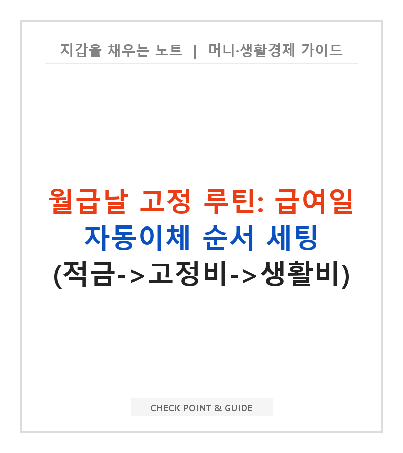 월급날 고정 루틴: 급여일 자동이체 순서 세팅 (적금->고정비->생활비)