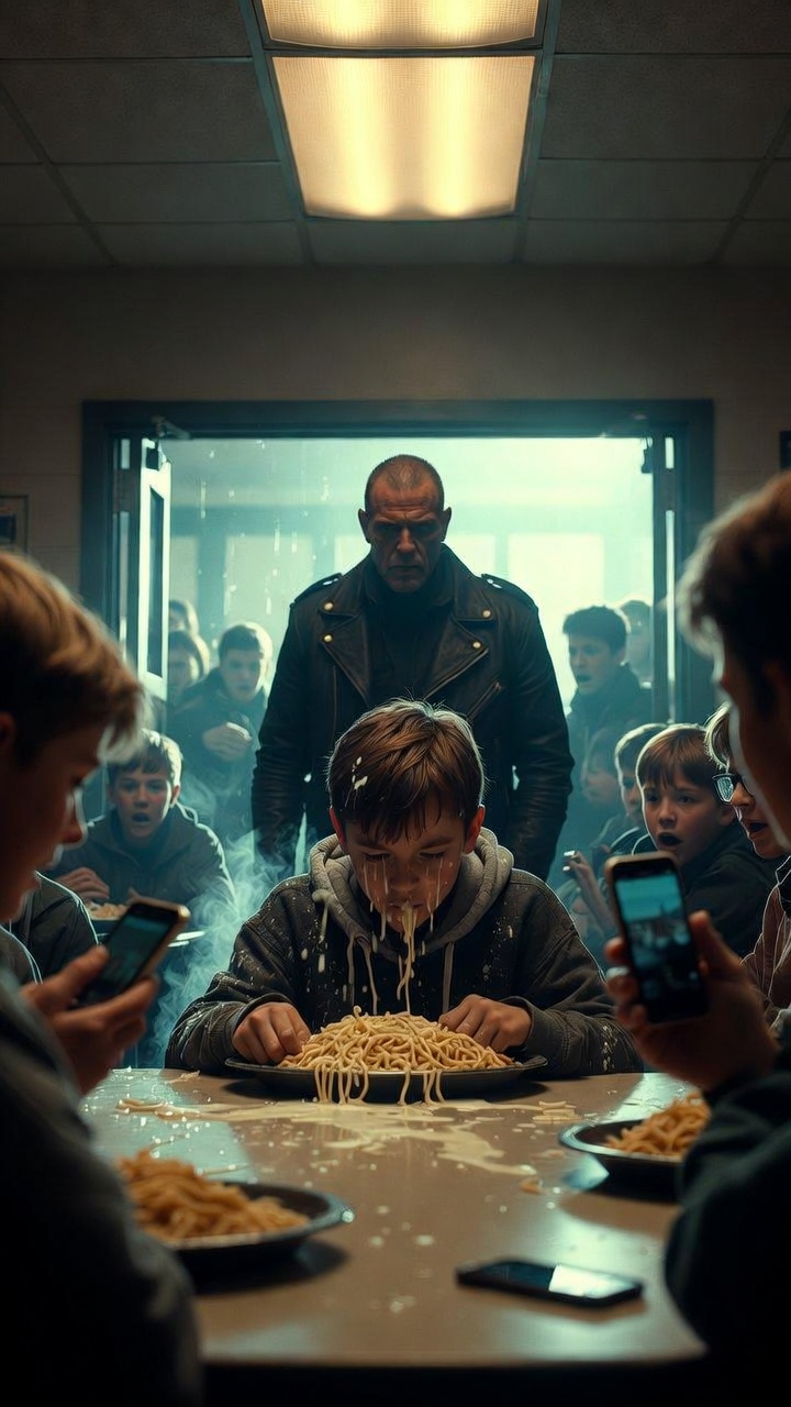 The Biker at the Cafeteria Door