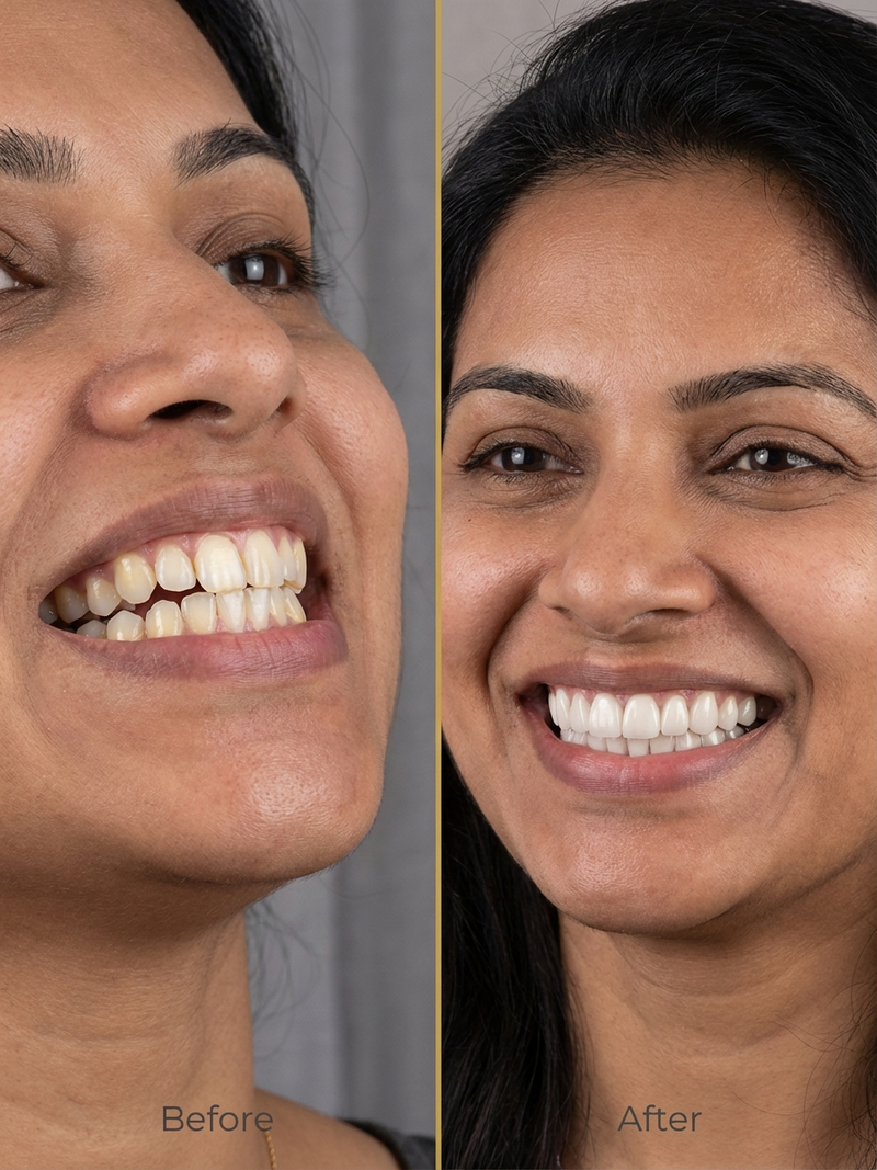 Smile Makeover before and after at Veda Dental Aesthetics