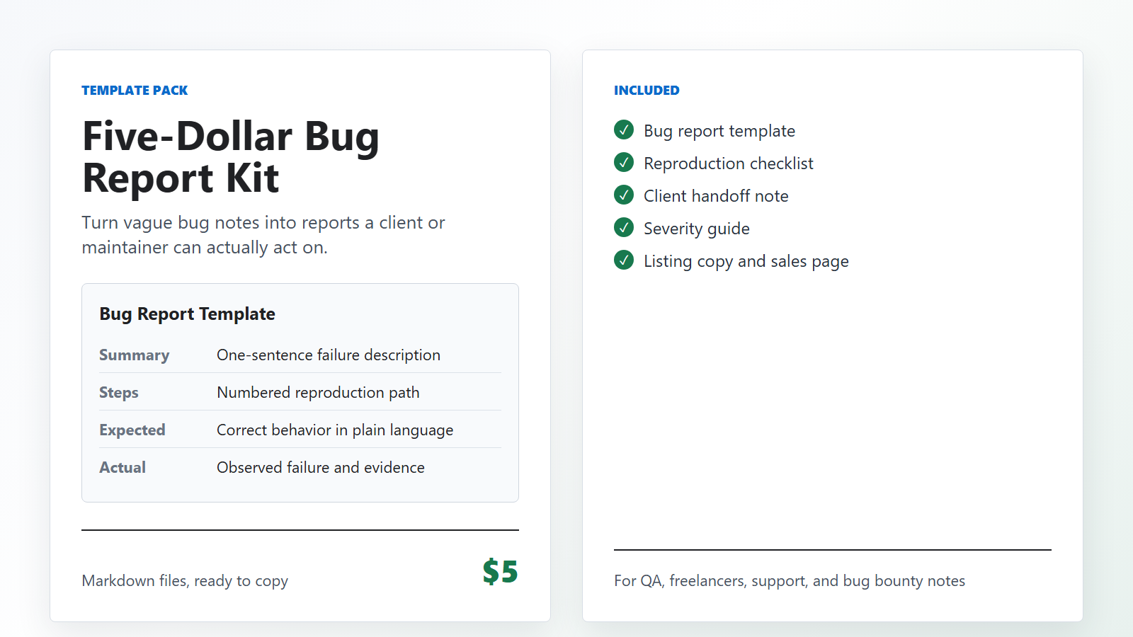 Bug report kit preview