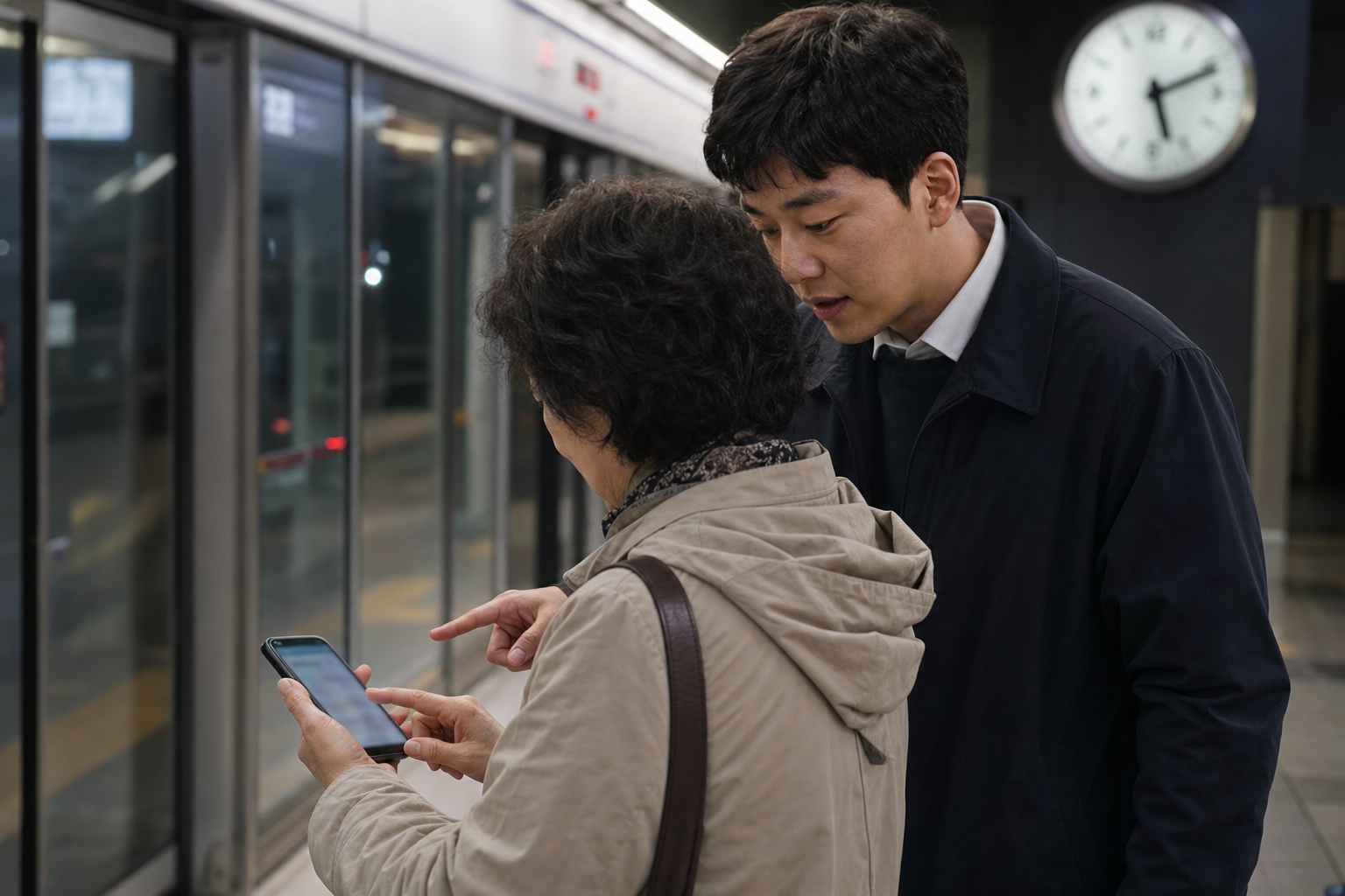 팝업 방문 전에 취소 의사를 알린 시각을 휴대전화로 기록하는 직장인