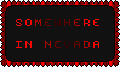 Stamp with animated red metallic border displaying text that says SOMEWHERE IN NEVADA which is also a red metallic color