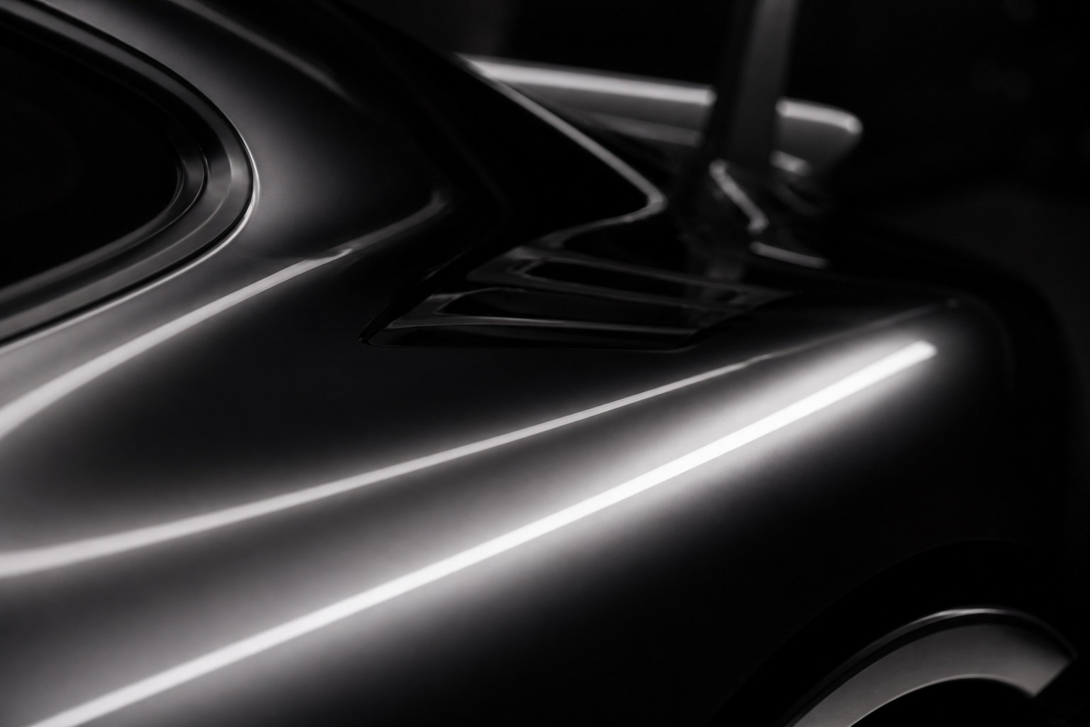 Reflets sur carrosserie polie