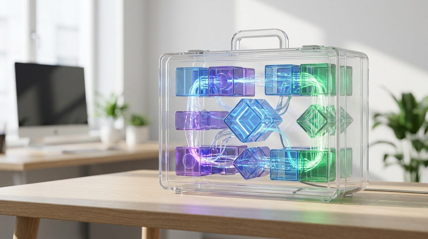 Digital toolkit representing the Agent Lifecycle Toolkit (ALTK) with modular components for AI agent reliability.