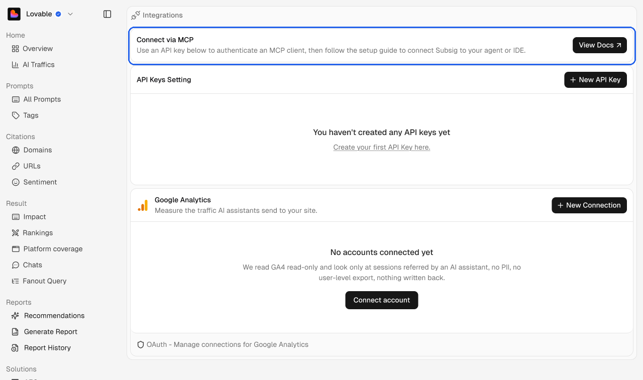 The Connect via MCP section