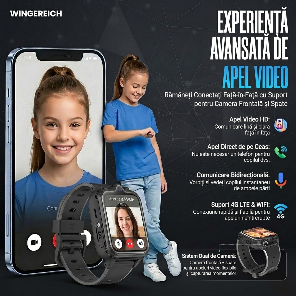 Ceas smartwatch Wingereich copii negru