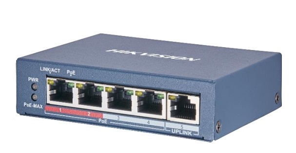 Switch mạng 4 cổng PoE 100M, 1 cổng uplink 10/100M , Layer 2 Hikvision DS-3E0105P-E/M(B)