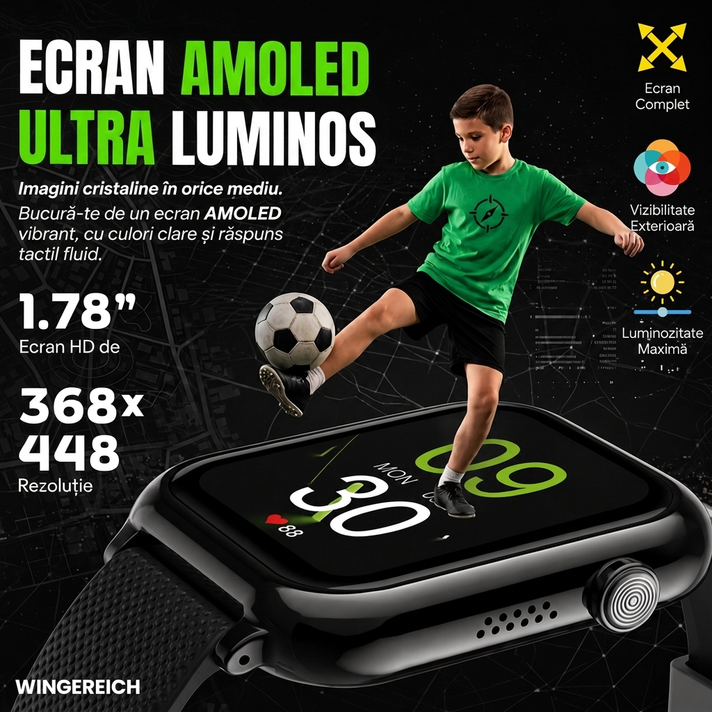 Ceas smartwatch Wingereich copii AI negru