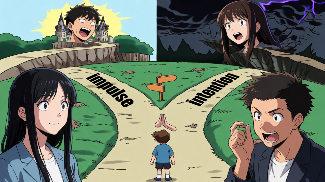 Impulse vs. Intention - anime illustration