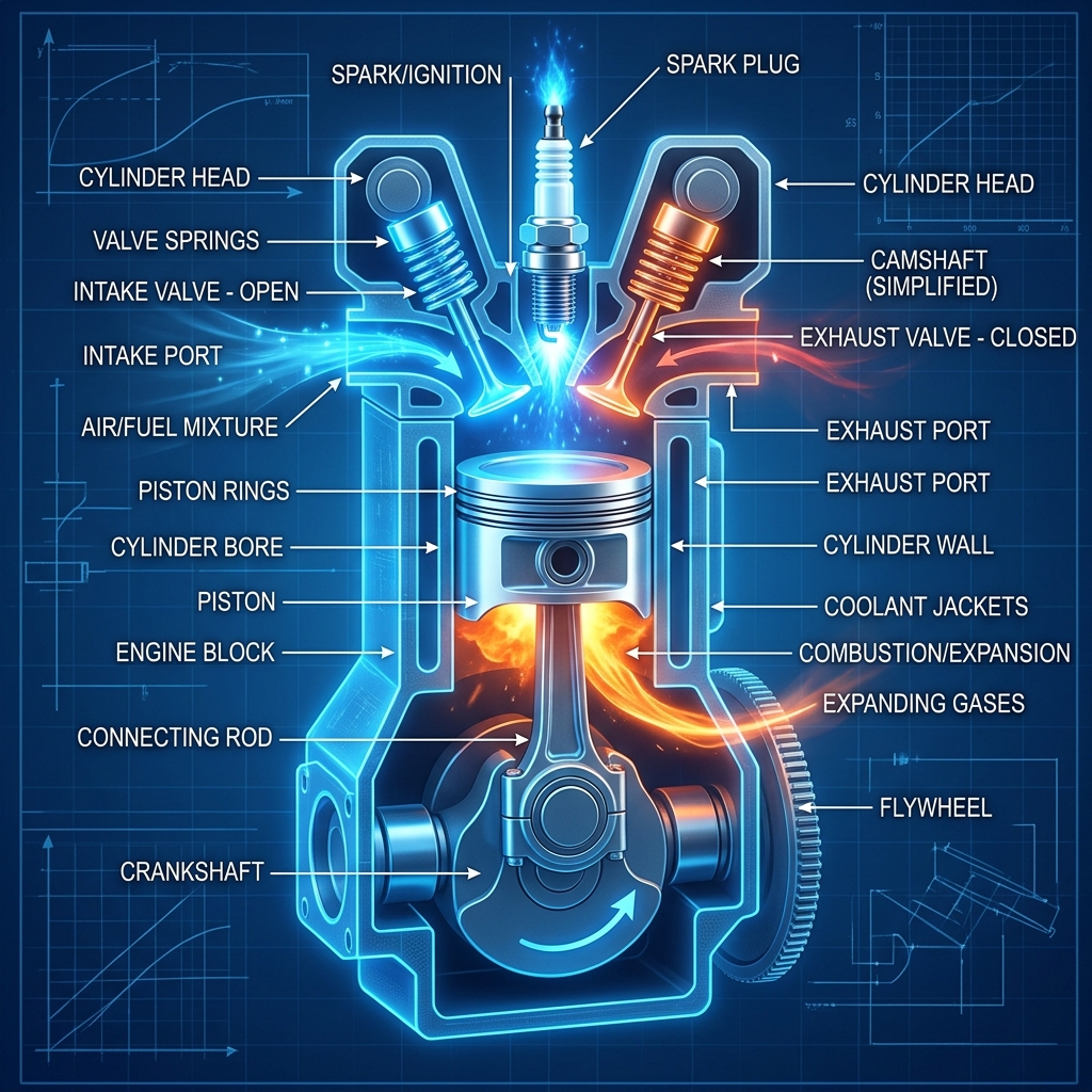 Four-stroke Internal Combustion Engine Diagram