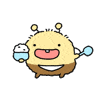 Happy bee eating ice cream