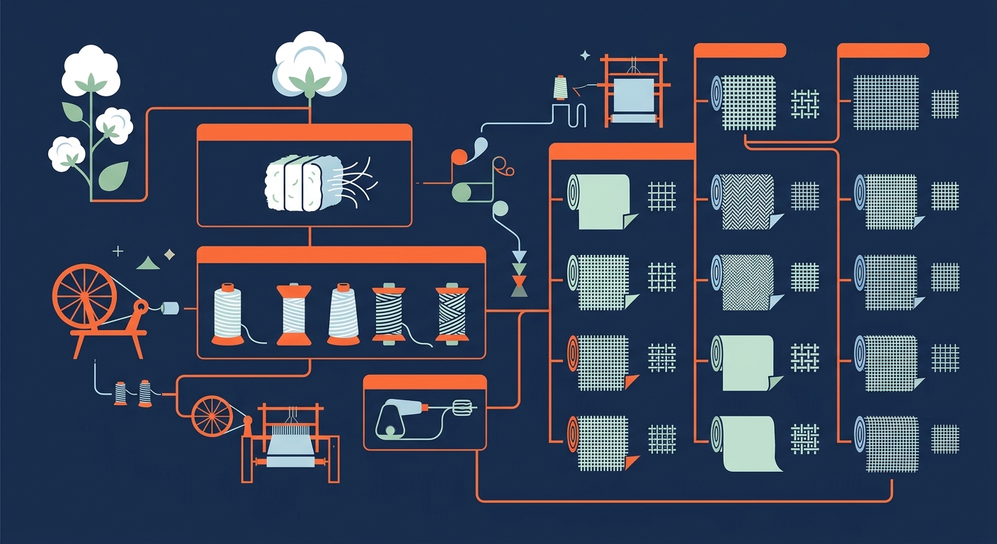 HSN hierarchy for cotton products Chapter 52 from raw cotton to woven fabric