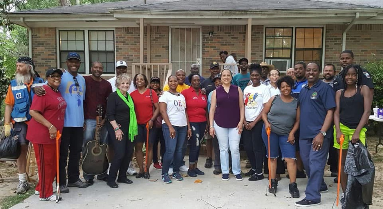 Residents and volunteers gathered for a neighborhood cleanup