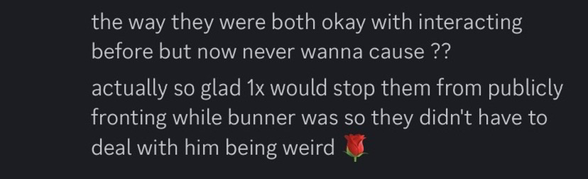 another statement from chem explaining that alters of his were fine interacting initially until alters of mel's would oversexualize these alters, resulting in them going in hiding
