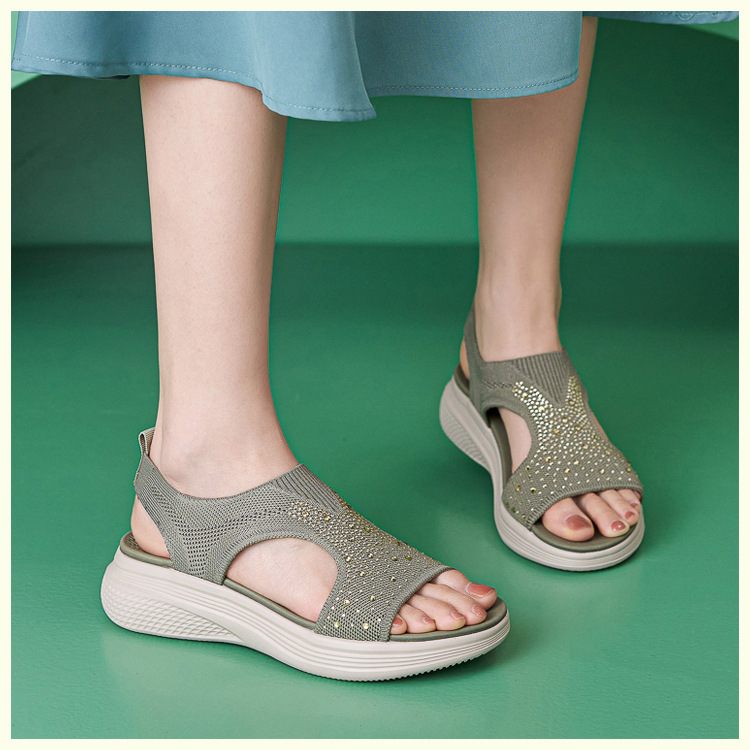 Women's Rhinestone Platform Sporty Comfort Sandals - Detail 18