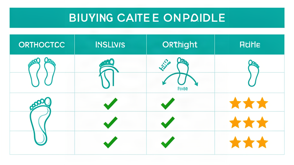 comparison table of the best plantar fasciitis insoles with prices, arch heights and firmness