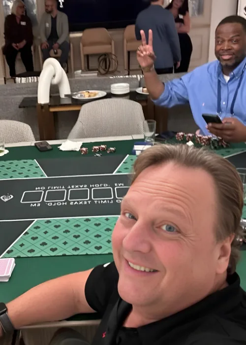 Professional poker player leading a corporate poker training session