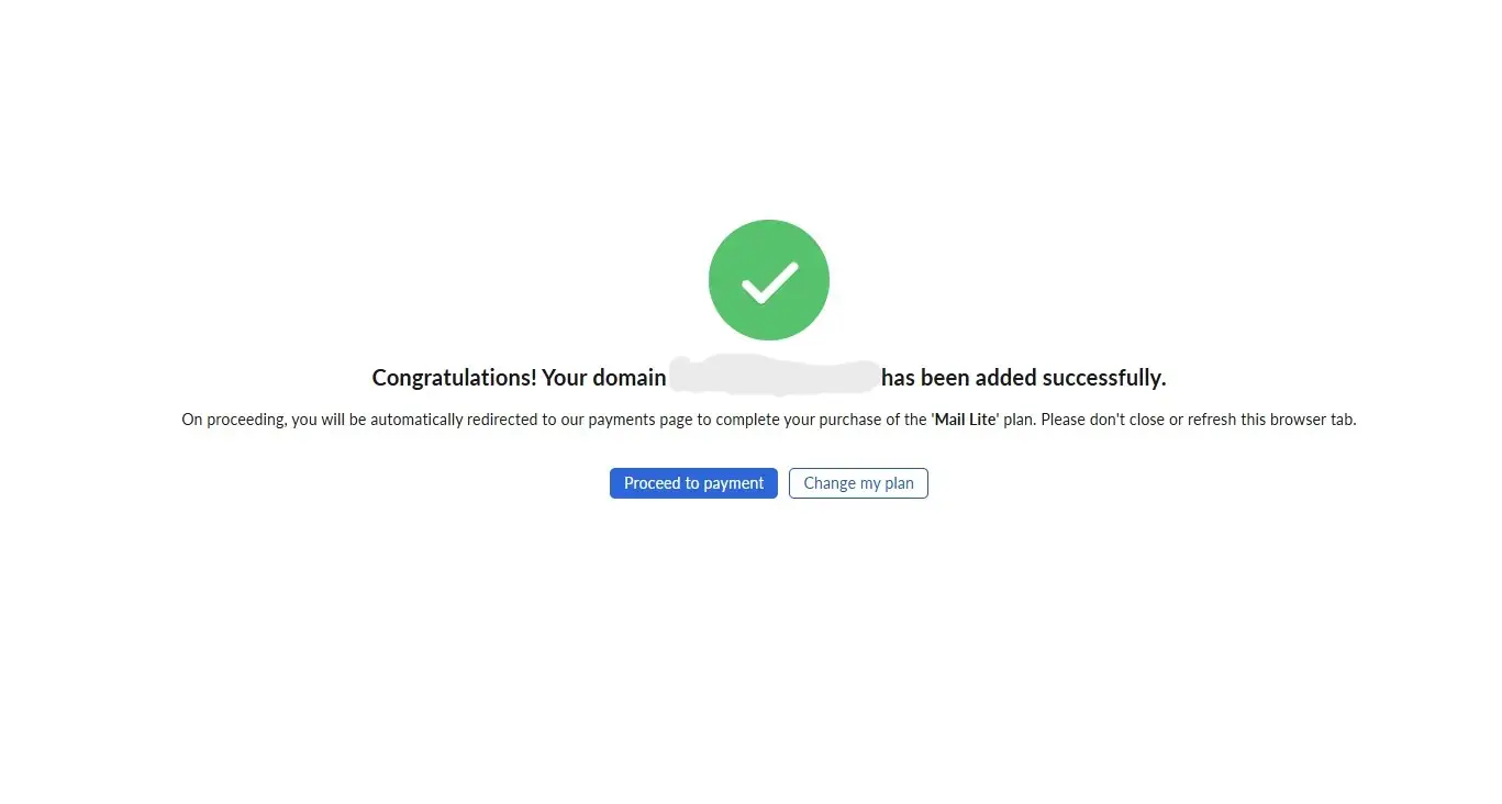 Domain berhasil ditambahkan