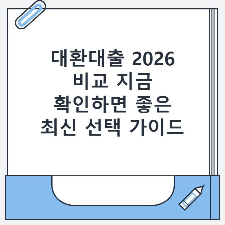 대환대출 2026 비교 지금 확인하면 좋은 최신 선택 가이드