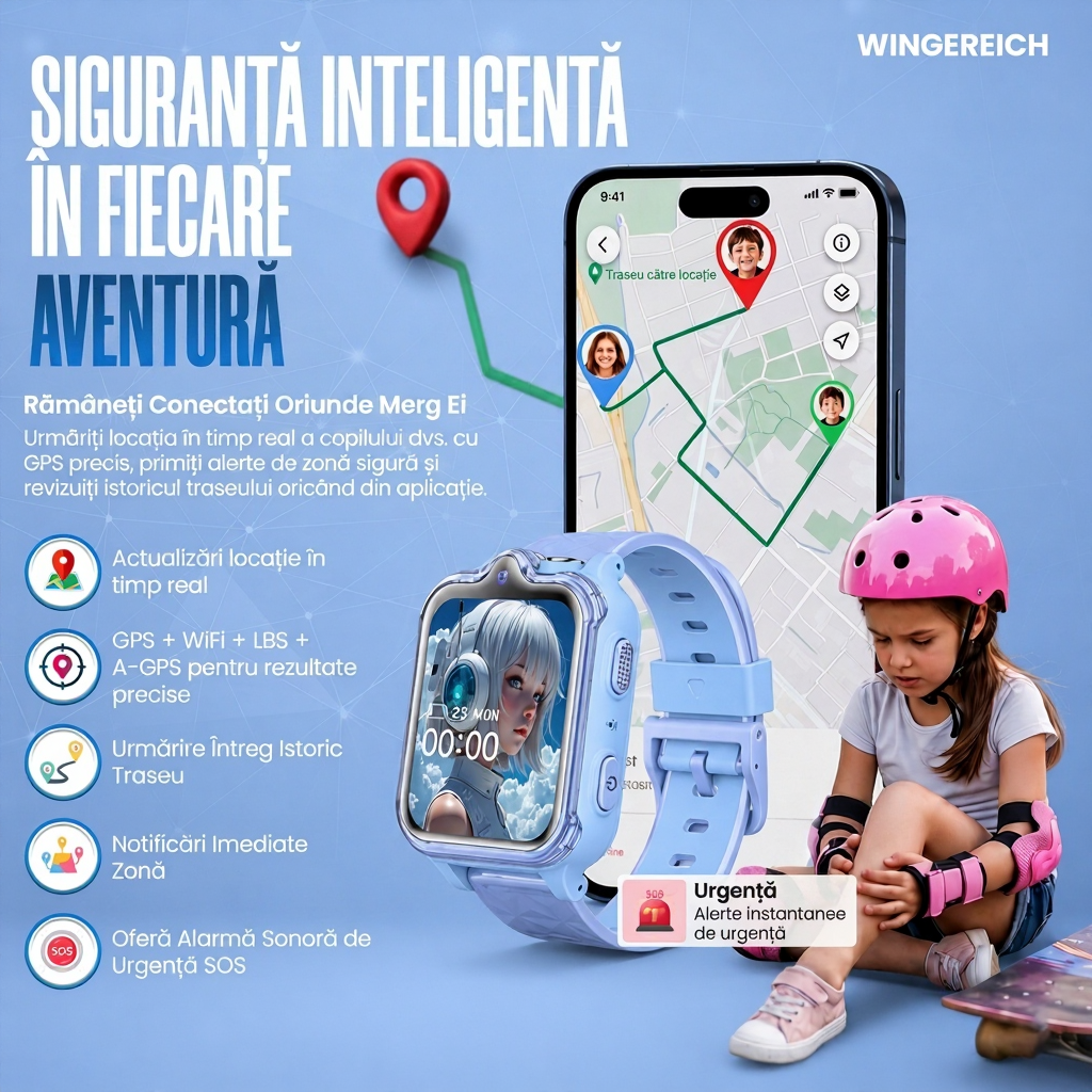 Ceas smartwatch Wingereich copii albastru