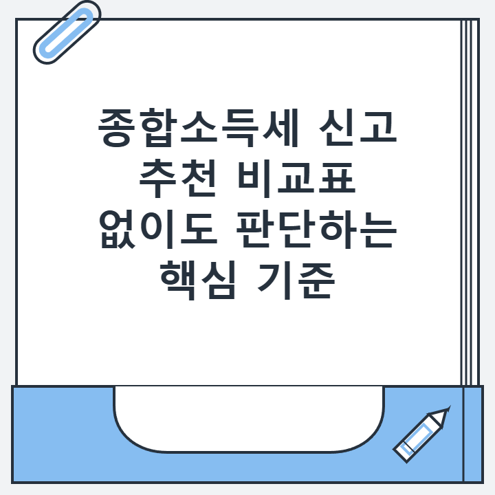 종합소득세 신고 추천 비교표 없이도 판단하는 핵심 기준