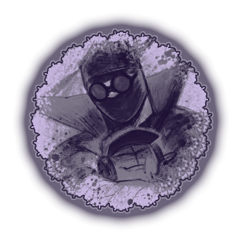 a small circle icon of Hank from Madness Combat who is looking forward with their head slightly tilted to the left. Hank is wearing their iconic goggles, with a mask. They are wearing a jacket with an oversized pop collar. There is a small Deimos plushie Hank is holding with its head peaking out from the bottom of the icon.