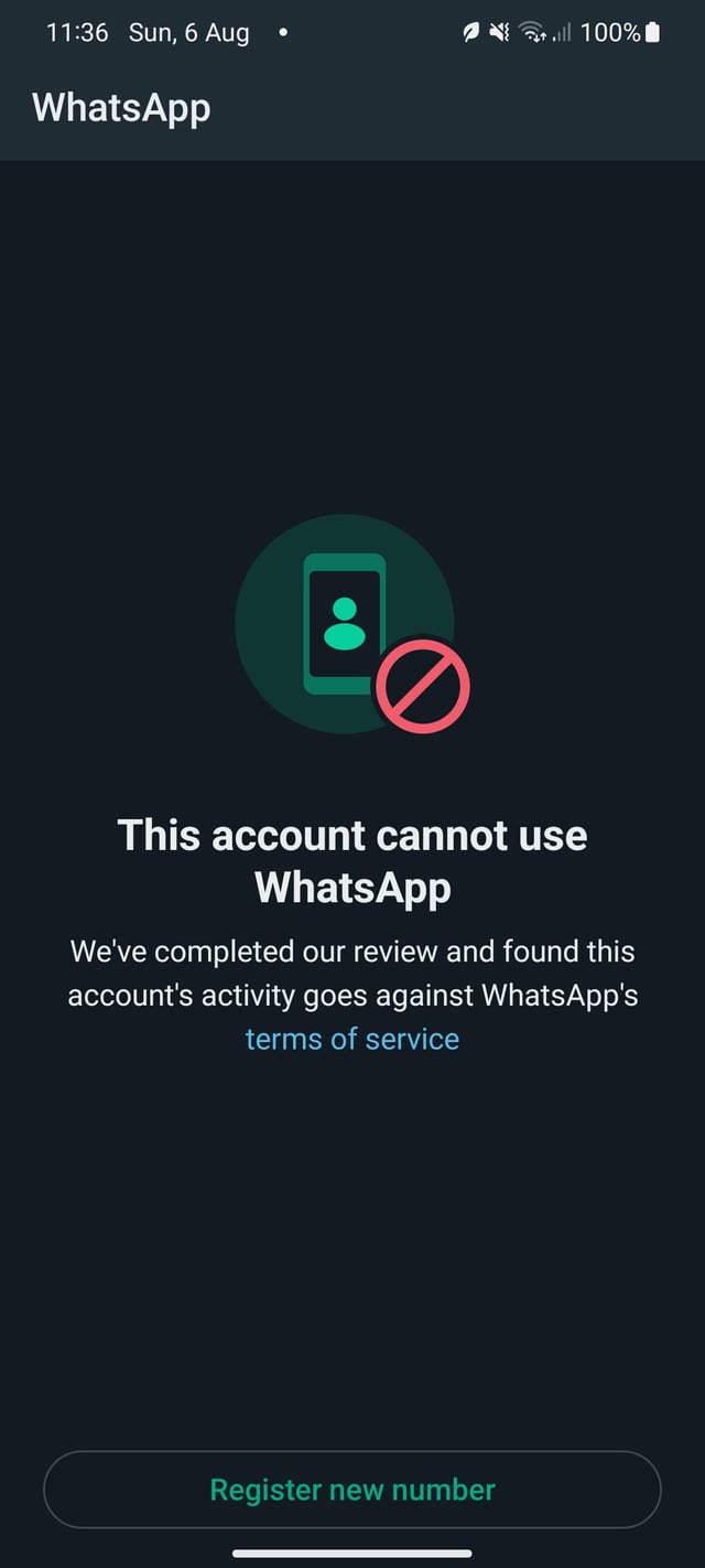 Banned WhatsApp