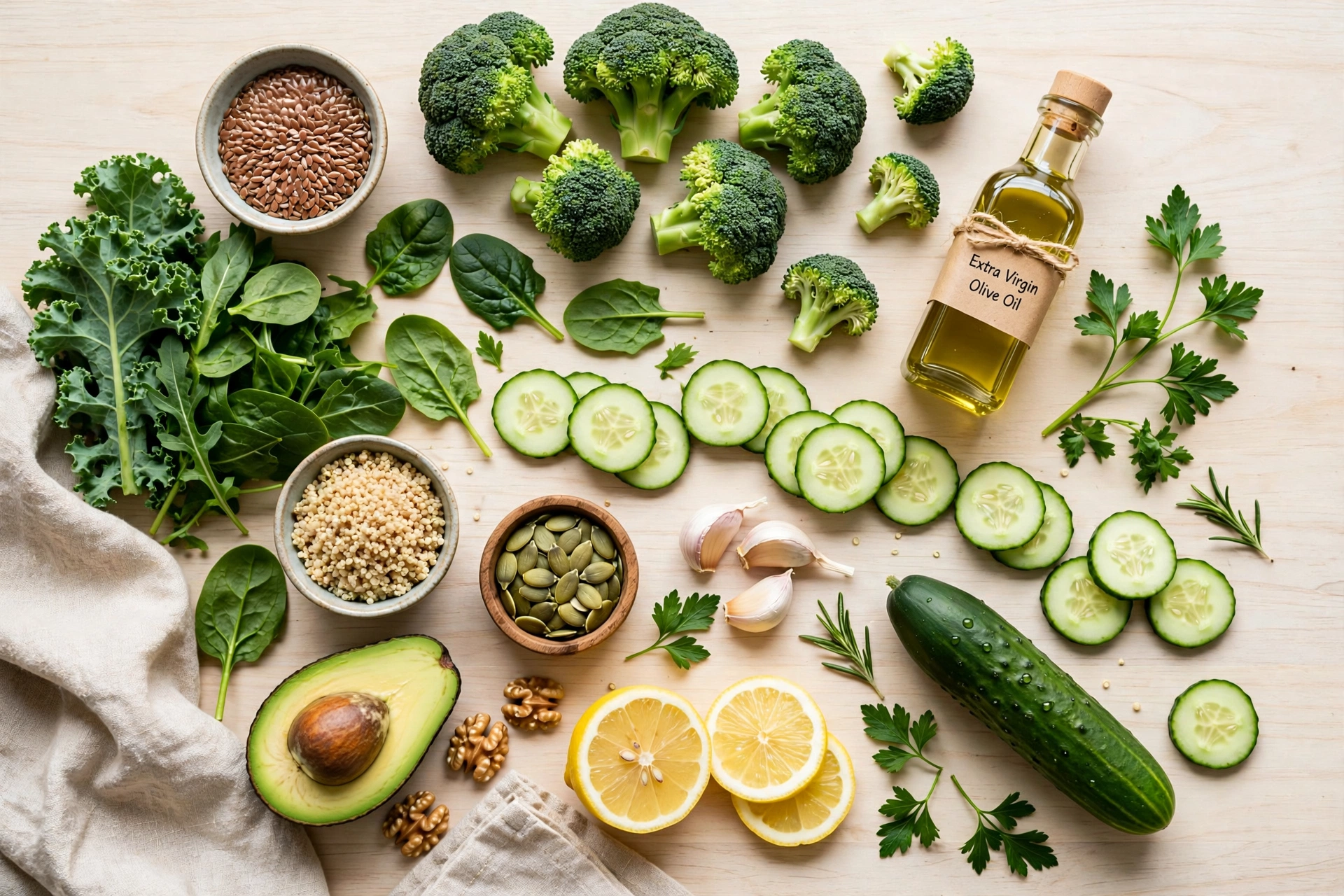 Fatty liver wellness support — fresh green vegetables and whole foods