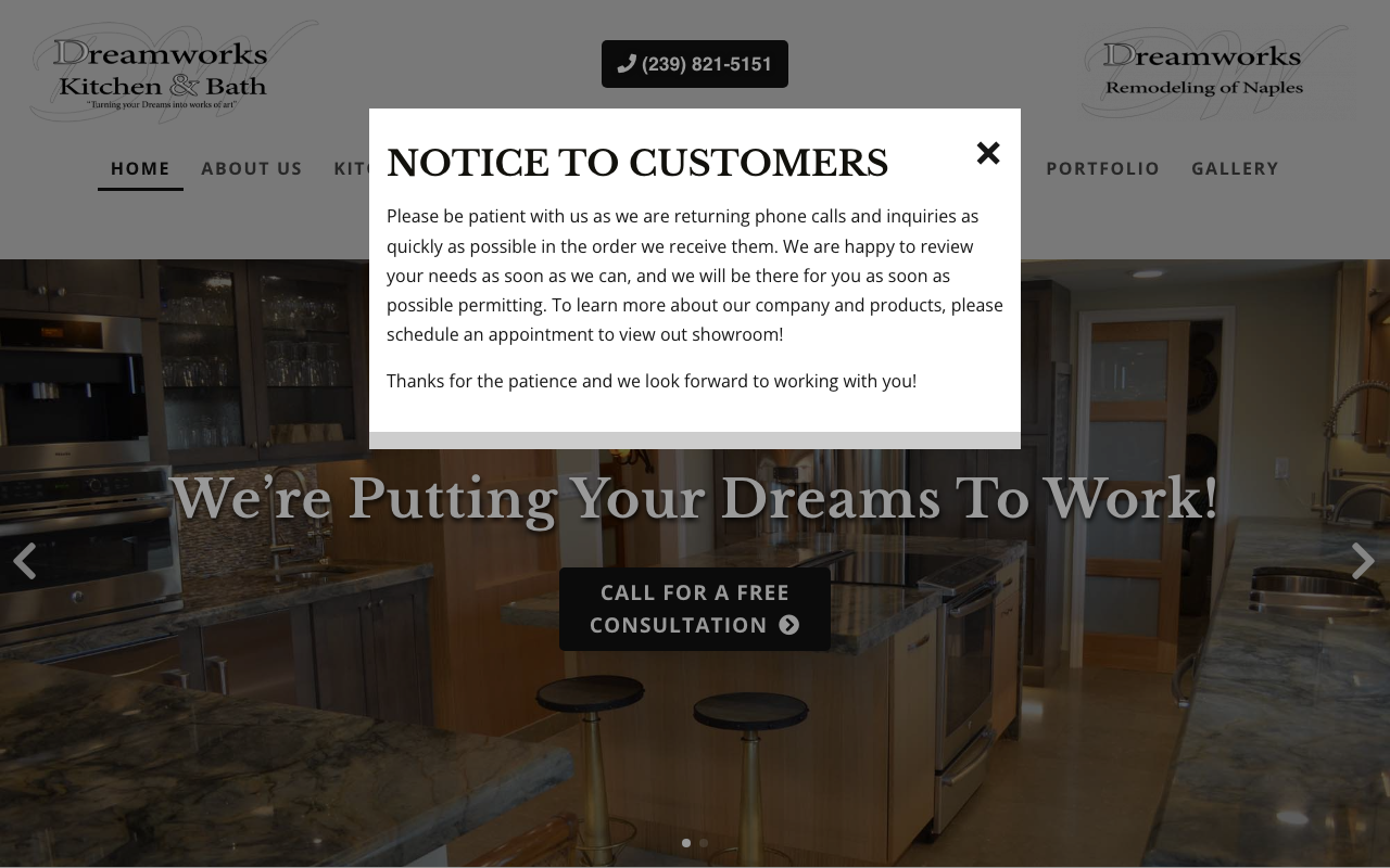Dreamworks Kitchen & Bath homepage