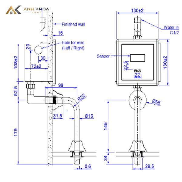 Ban ve ky thuat van xa bon tieu inax OKUV 30SM