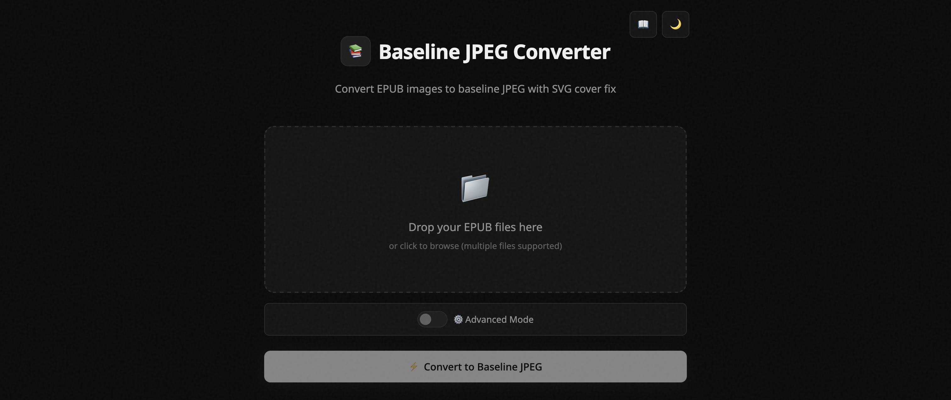 Baseline JPEG Converter / EPUB Optimizer