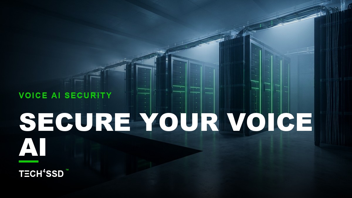 A digital representation of sound waves protected by a futuristic shield, symbolizing Voice AI privacy and safety.